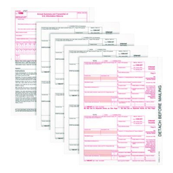 4-Part 1099-Int Tax Forms With Tax Forms Helper, Fiscal Year: 2024, 4-Part Carbonless, 8 x 5.5, 2 Forms/Sheet, 24 Forms Total
