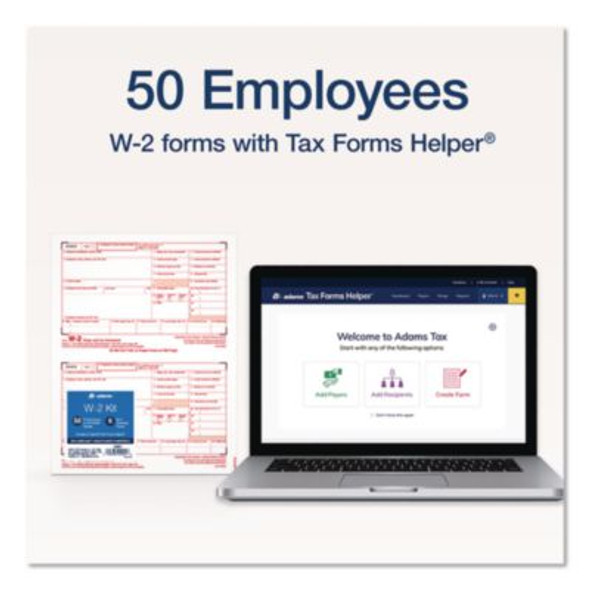 6-Part W-2 Tax Forms With Tax Forms Helper, Fiscal Year: 2024, Six-Part Carbonless, 8.5 x 5.5, 2 Forms/Sheet, 50 Forms Total