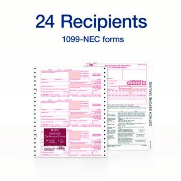 4-Part 1099-Nec Continuous Feed Tax Forms, Fiscal Year: 2024, Four-Part Carbonless, 8.5 x 5.5, 3 Forms/Sheet, 24 Forms Total