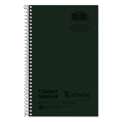 Earthwise By Oxford Recycled One-Subject Notebook, Narrow Rule, Green Cover, (80) 8 x 5 Sheets