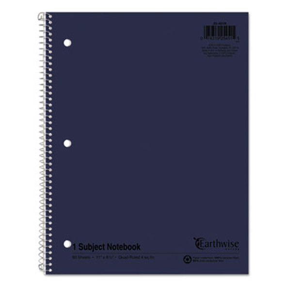 Earthwise By Oxford Recycled 1-Subject Notebook, Quad Rule (4 Sq/In), Randomly Assorted Cover Color, (80) 11 x 8.5 Sheets