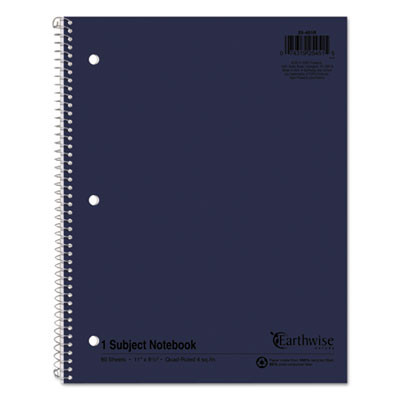 Earthwise By Oxford Recycled 1-Subject Notebook, Quad Rule (4 Sq/In), Randomly Assorted Cover Color, (80) 11 x 8.5 Sheets