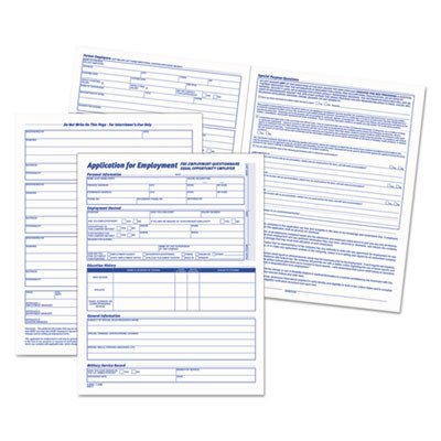 Comprehensive Employee Application Form, One-Part (No Copies), 17 x 11, 25 Forms Total