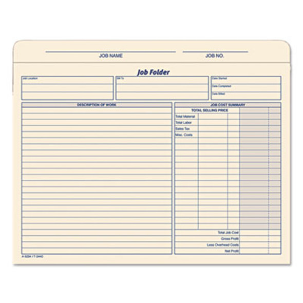Job Folder, Straight Tabs, Letter Size, Manila, 20/Pack