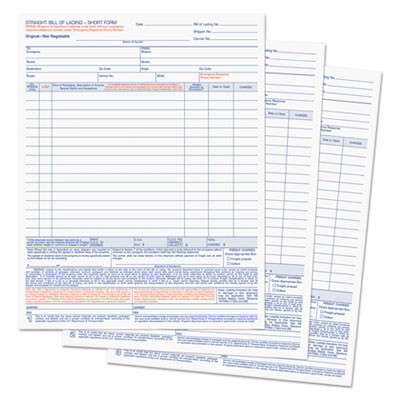 Bill Of Lading, Three-Part Carbonless, 8.5 x 11, 50 Forms Total