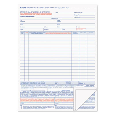 Bill Of Lading, Three-Part Carbonless, 8.5 x 11, 50 Forms Total