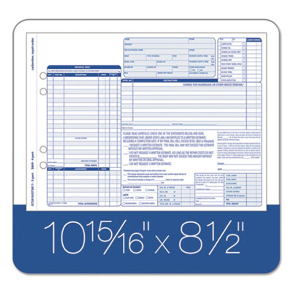 Auto Repair Four-Part Order Form, Four-Part Carbonless, 11 x 8.5, 50 Forms Total