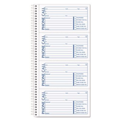 Spiralbound Message Book, Two-Part Carbonless, 5 x 2.75, 4 Forms/Sheet, 200 Forms Total
