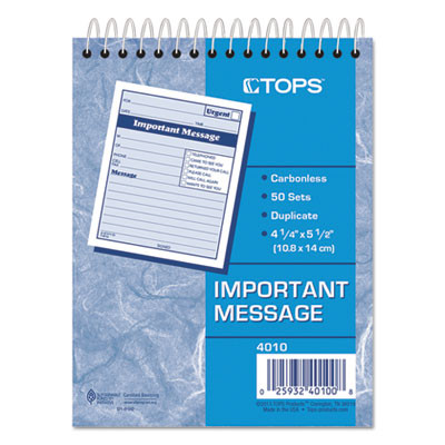 Telephone Message Book With Fax/Mobile Section, Two-Part Carbonless, 4.25 x 5.5, 50 Forms Total