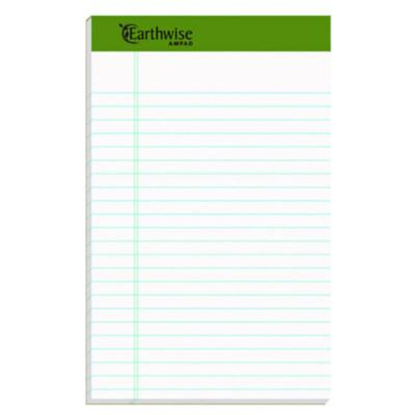 Earthwise Recycled Paper Legal Pads, Wide/Legal Rule, (40) White 5 x 8 Sheets, 6/Pack