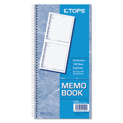 Memorandum Book, Two-Part Carbonless, 5.5 x 5, 2 Forms/Sheet, 100 Forms Total