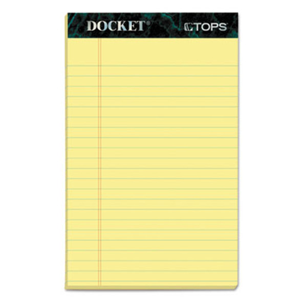 Docket Ruled Perforated Pads, Narrow Rule, (50) Canary Yellow 5 x 8 Sheets, 12/Pack