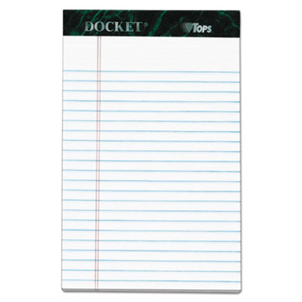 Docket Ruled Perforated Pads, Narrow Rule, 50 White 5 X 8 Sheets, 6/Pack