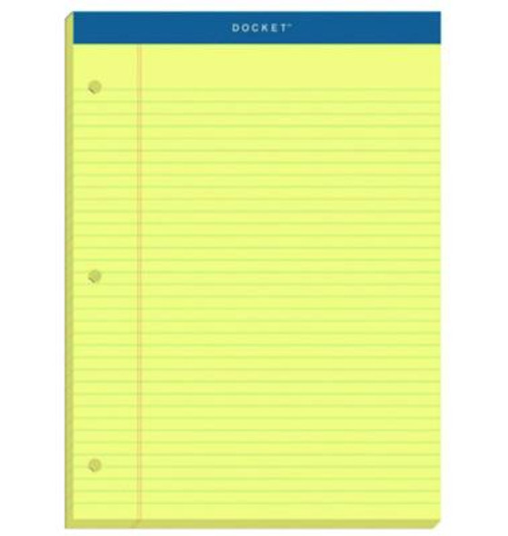 Double Docket Ruled Pads With Extra Sturdy Back, Medium/College Rule, 100 Canary-Yellow 8.5 X 11.75 Sheets