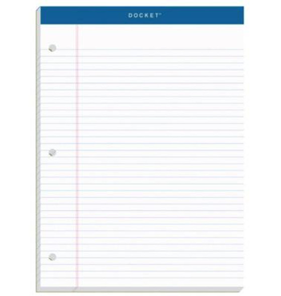 Double Docket Ruled Pads With Extra Sturdy Back, Medium/College Rule, 100 White 8.5 X 11.75 Sheets