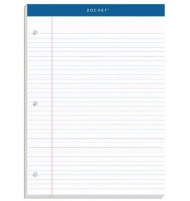 Double Docket Ruled Pads With Extra Sturdy Back, Medium/College Rule, (100) White 8.5 x 11 Sheets