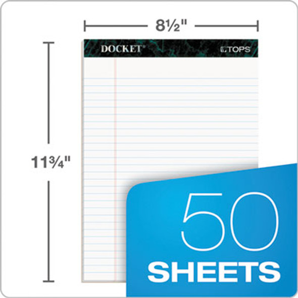 Docket Ruled Perforated Pads, Wide/Legal Rule, (50) White 8.5 x 11 Sheets, 12/Pack