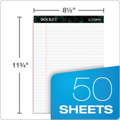 Docket Ruled Perforated Pads, Wide/Legal Rule, (50) White 8.5 x 11 Sheets, 12/Pack