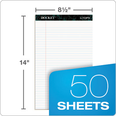 Docket Ruled Perforated Pads, Wide/Legal Rule, (50) White 8.5 x 14 Sheets, 12/Pack