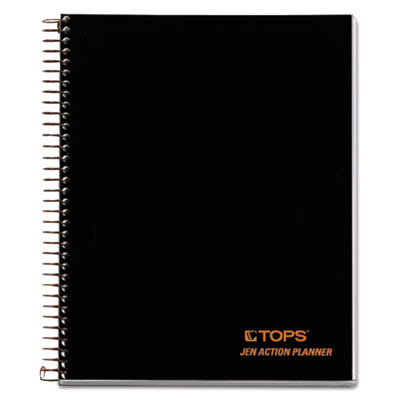 Jen Action Planner, 1-Subject, Narrow Rule, Black Cover, (100) 8.5 x 6.75 Sheets