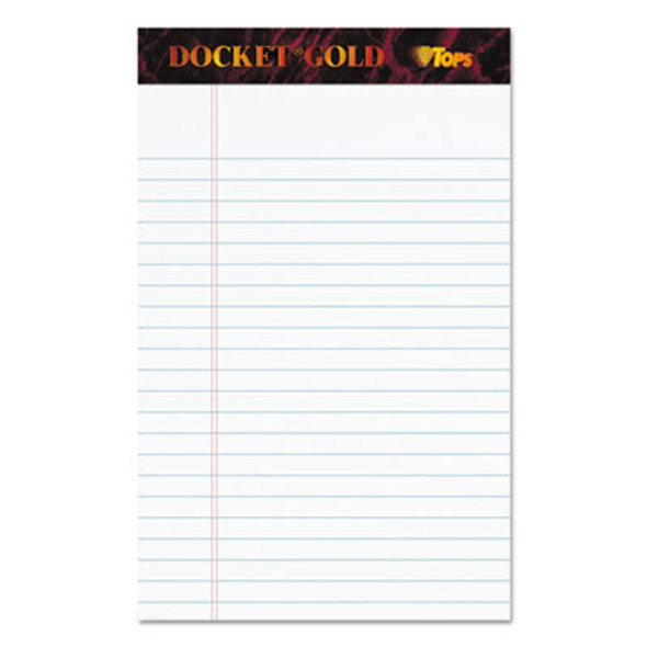 Docket Gold Ruled Perforated Pads, Narrow Rule, 50 White 5 X 8 Sheets, 12/Pack