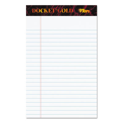 Docket Gold Ruled Perforated Pads, Narrow Rule, (50) White 5 x 8 Sheets, 12/Pack