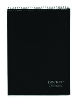 Docket Diamond Top-Wire Ruled Planning Pad, Black Cover, Wide/Legal Rule, (60) White 8.5 x 11 Sheets