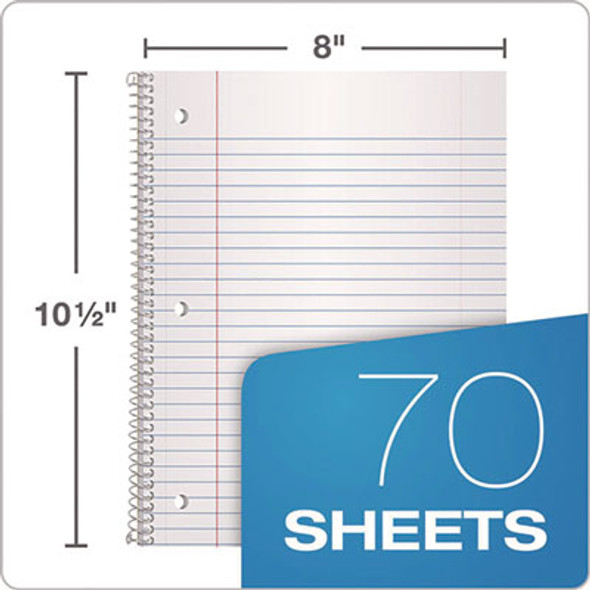 Coil-Lock Wirebound Notebook, 3-Hole Punched, Wide/Legal Rule, Randomly Assorted Cover Color, (70) 10.5 x 8 Sheets