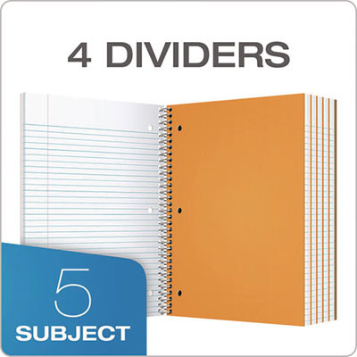 Coil-Lock Wirebound Notebook, 3-Hole Punch, 5-Subject, College Rule, Randomly Assorted Covers, (200) 11 x 8.5 Sheets
