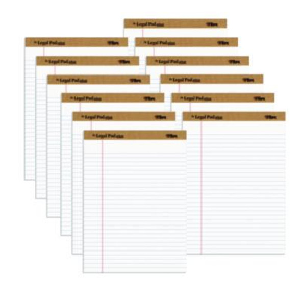 "The Legal Pad" Plus Ruled Perforated Pads With 40 Pt. Back, Wide/Legal Rule, 50 White 8.5 X 11.75 Sheets, Dozen