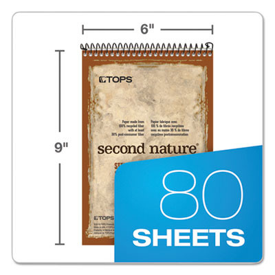 Second Nature Recycled Notepads, Brown Cover, Gregg Rule, (80) White 6 x 9 Sheets