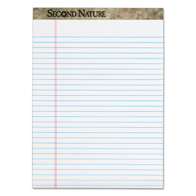 Second Nature Recycled Ruled Pads, Wide/Legal Rule, (50) White 8.5 x 11 Sheets, Dozen