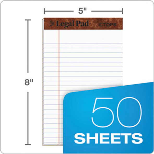 "The Legal Pad" Ruled Perforated Pads, Narrow Rule, (50) White 5 x 8 Sheets, Dozen