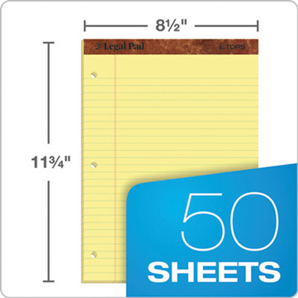 "The Legal Pad" Ruled Perforated Pads, Wide/Legal Rule, (50) Canary-Yellow 8.5 x 11.75 Sheets, Dozen