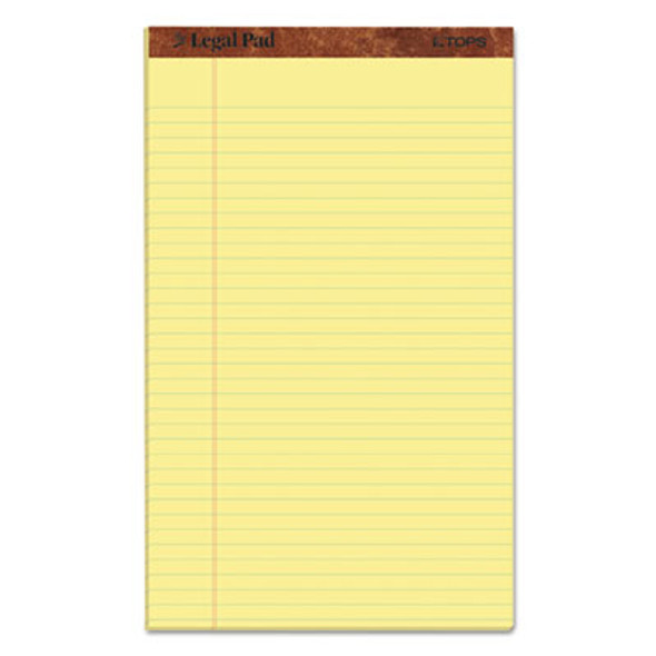 The Legal Pad Plus Ruled Perforated Pads, 40 Pt. Back, Wide/Legal Rule, 50 Canary-Yellow 8.5 x 14 Sheets, Dozen