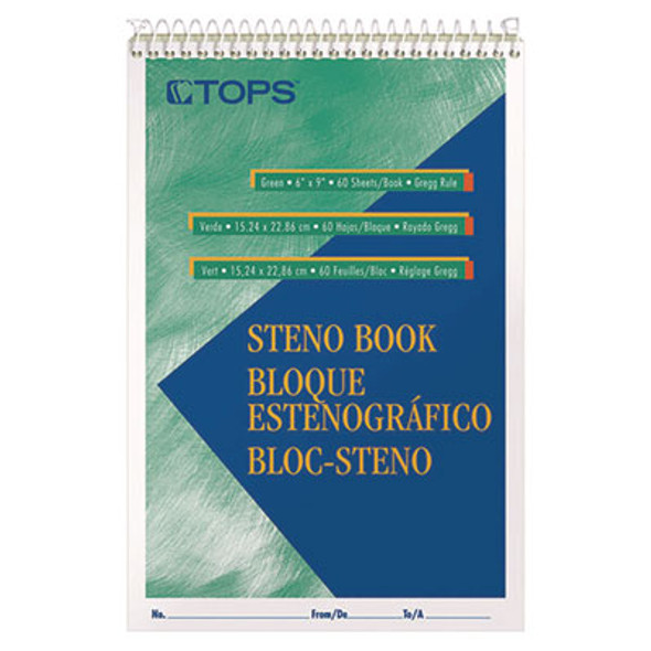 Gregg Steno Pads, Gregg Rule, (60) Green-Tint 6 x 9 Sheets