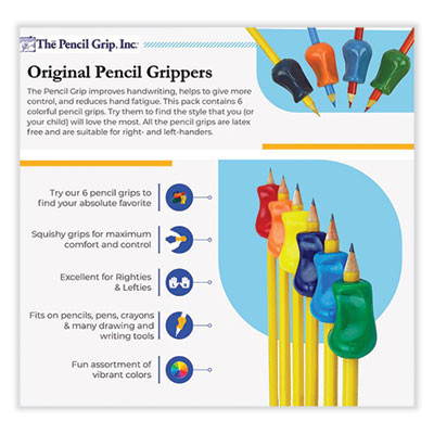 Original Grip, 2.1" Long, Assorted Colors, 6/Pack