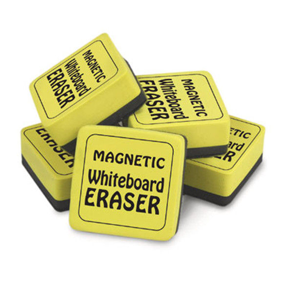 Magnetic Whiteboard Eraser, 2" x 2" x 1", Yellow, 12/Pack