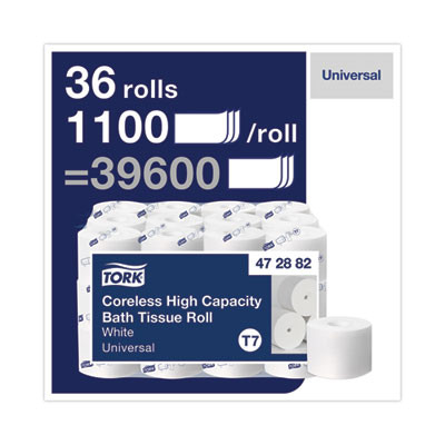 Coreless High Capacity Bath Tissue, Septic Safe, 2-Ply, White, 1,100 Sheets/Roll, 36 Rolls/Carton