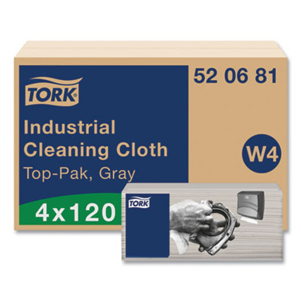 Industrial Cleaning Cloths, 1-Ply, 16.34 x 14, Gray, 120 Wipes/Pack, 4 Packs/Carton