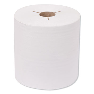 Premium Hand Towel Roll, Notched, 1-Ply, 8" x 600 Ft, White, 720 Sheets/Roll, 6 Rolls/Carton