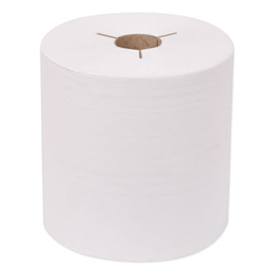 Universal Hand Towel Roll, Notched, 1-Ply, 7.5" x 630 Ft, White, 6 Rolls/Carton