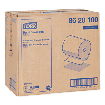 Universal Hand Towel Roll, Notched, 1-Ply, 8" x 425 Ft, Natural, 12 Rolls/Carton