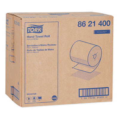 Universal Hand Towel Roll, Notched, 1-Ply, 8" x 425 Ft, Natural White, 12 Rolls/Carton