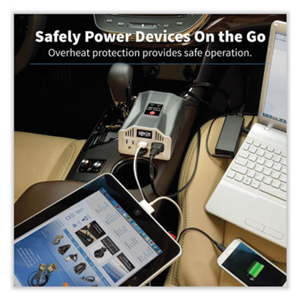 Powerverter Ultra-Compact Car Inverter, 400 W, Two Ac Outlets/Two Usb Ports, 3.1 A