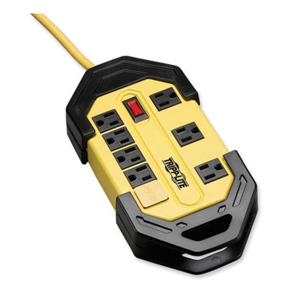 Power It! Safety Power Strip With Safety Covers, 8 Outlets, 15 Ft Cord, Yellow/Black
