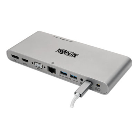 Usb Type-C Docking Station, 3.5Mm/Displayport/Hdmi/Rj45/Thunderbolt 3/Usb A/Usb C/Vga, Silver