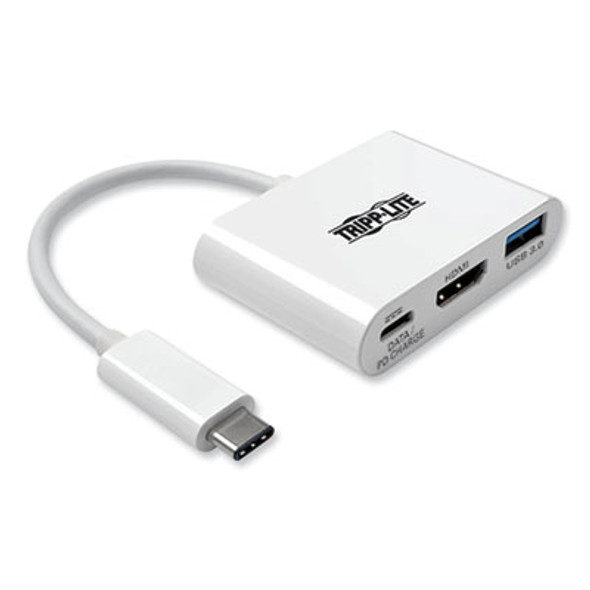 Usb 3.1 Gen 1 Usb-C To Hdmi 4K Adapter, Usb-A/Usb-C Pd Charging Ports, 3", White