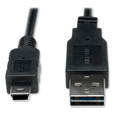 Universal Reversible Usb 2.0 Cable, Reversible A To 5-Pin Mini B (M/M), 6 Ft, Black