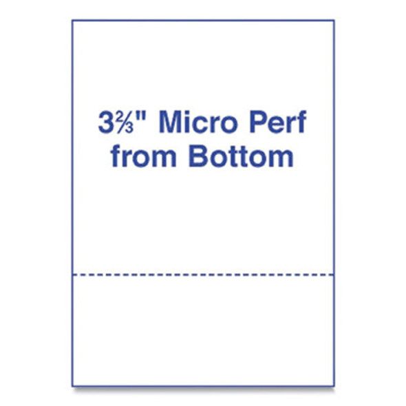 Perforated Laser Cut Sheets, 92 Bright, Micro-Perforated 3.67" From Bottom, 24 Lb Bond Weight, 8.5 x 11, White, 500/Ream